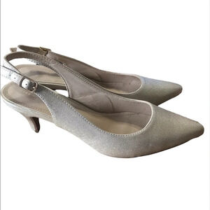 GREATONU Gold tone sparkle sling back heel Size 40